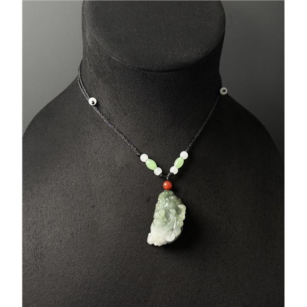 Chinese Carved Jade Jadeite Pixiu Necklace