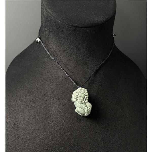 Chinese Carved Jade Jadeite Pixiu Necklace