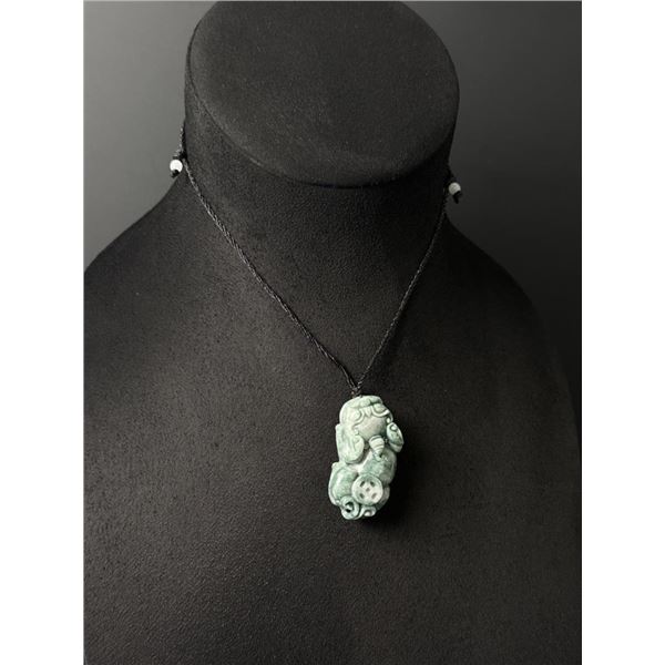 Chinese Carved Jade Jadeite Pixiu Necklace