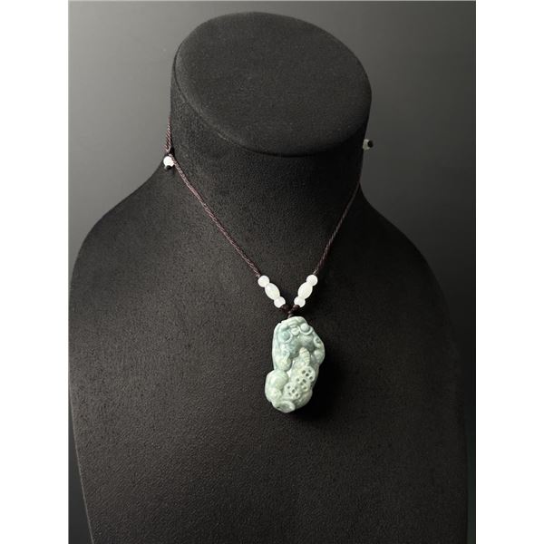 Chinese Carved Jade Jadeite Pixiu Necklace