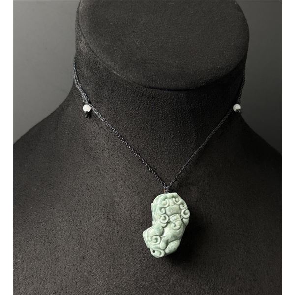 Chinese Carved Jade Jadeite Pixiu Necklace