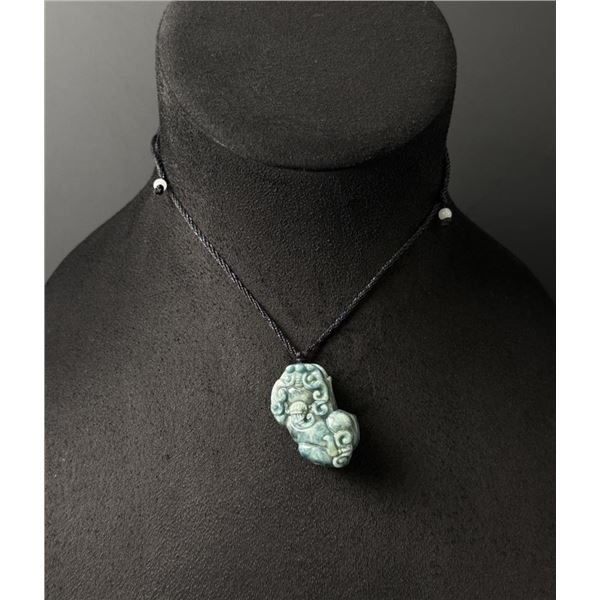 Chinese Carved Jade Jadeite Pixiu Necklace