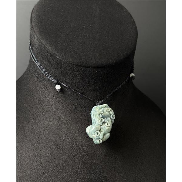 Chinese Carved Jade Jadeite Pixiu Necklace