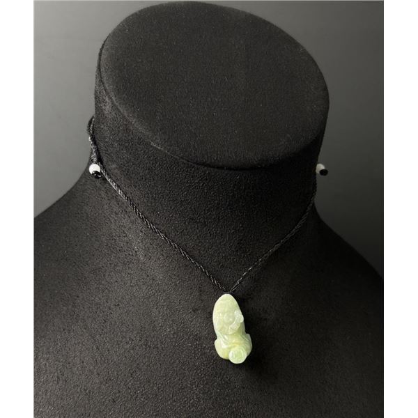 Chinese Carved White Jade Jadeite Pixiu Necklace
