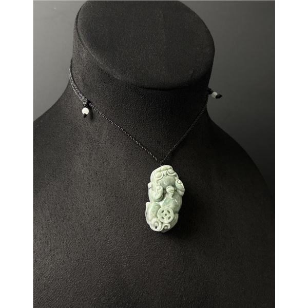 Chinese Carved Jade Jadeite Pixiu Necklace