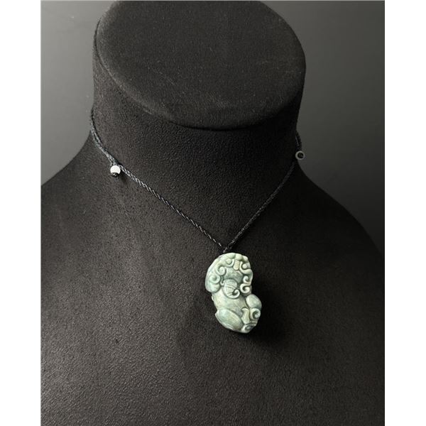 Chinese Carved Jade Jadeite Pixiu Necklace