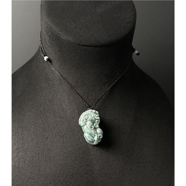 Chinese Carved Jade Jadeite Pixiu Necklace