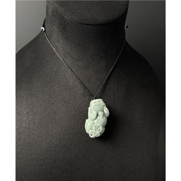 Chinese Carved Jade Jadeite Pixiu Necklace