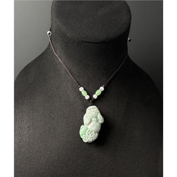Chinese Carved Jade Jadeite Pixiu Necklace