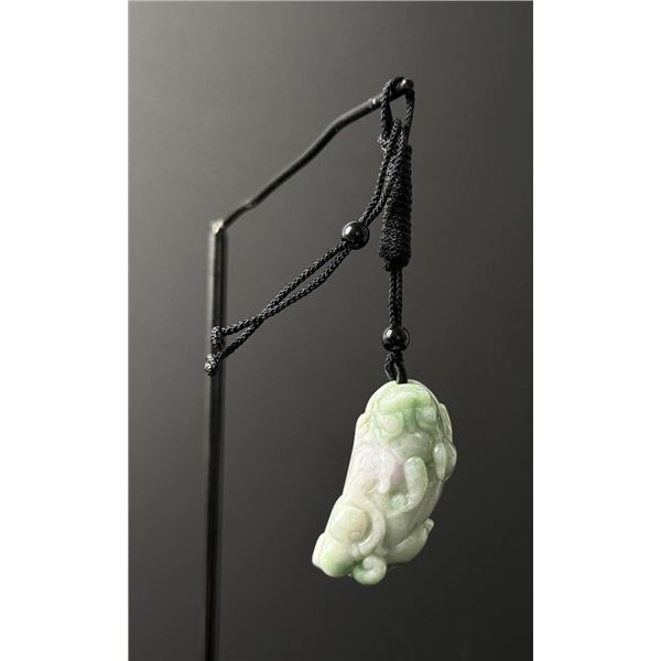 Chinese Carved Jade Jadeite Pixiu Necklace