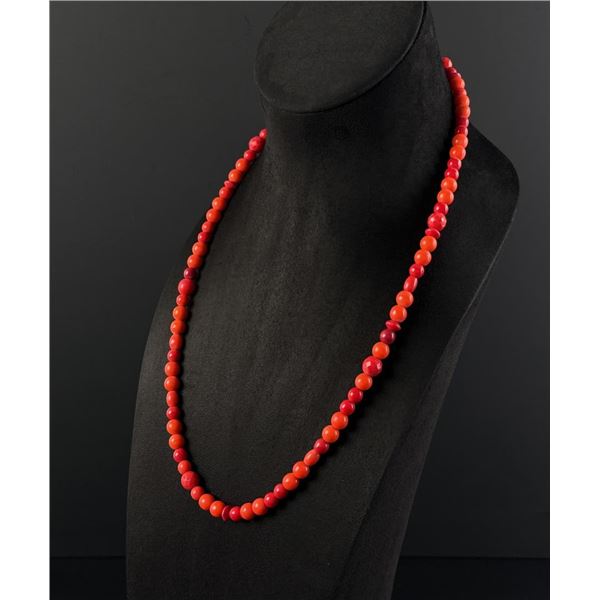 Carved Red Coral Bead Necklace