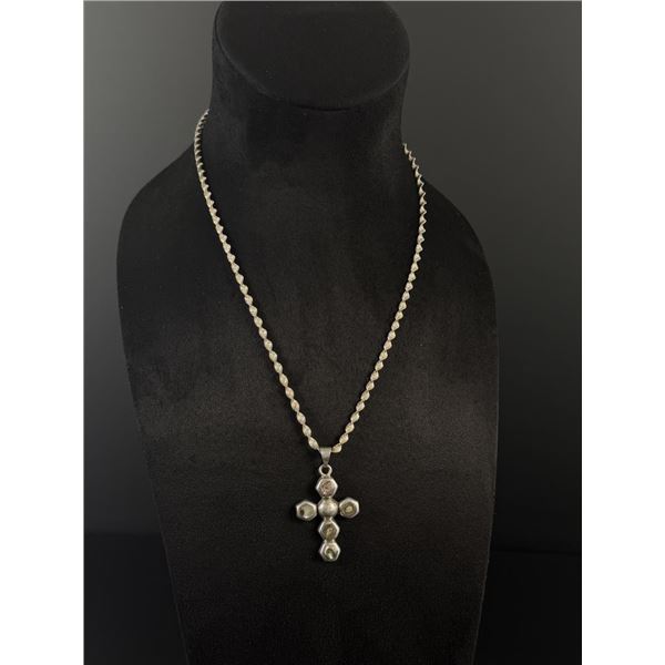 Taxco Mexico Sterling Abalone Cross Necklace