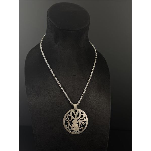 Guatemalan Sterling Silver Aztec Motif Necklace