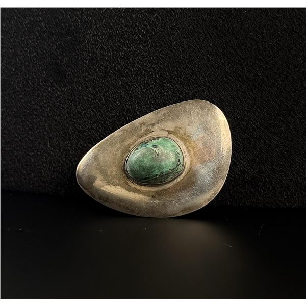 Israel Sterling Silver Turquoise Brooch