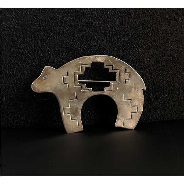 Navajo Sterling Silver Bear Brooch