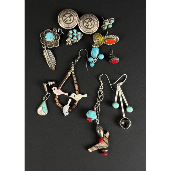 Collection of Navajo Sterling Silver Earrings