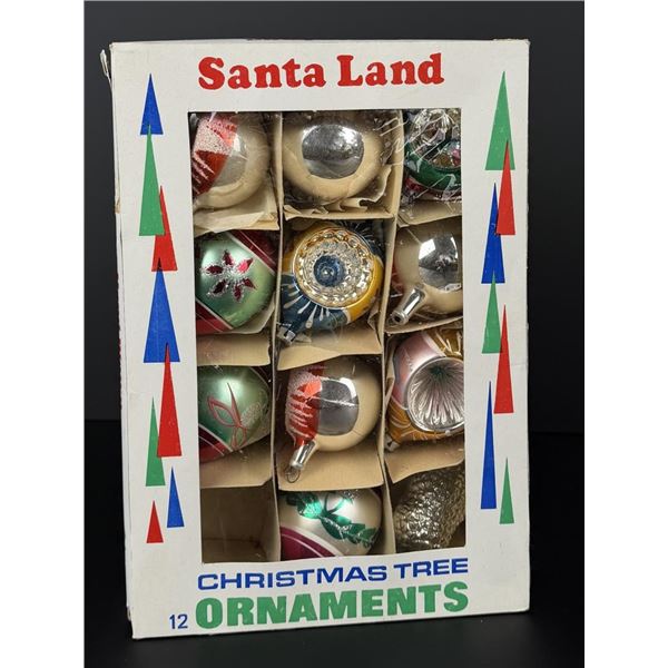 Vintage Santa Land Glass Christmas Tree Ornaments
