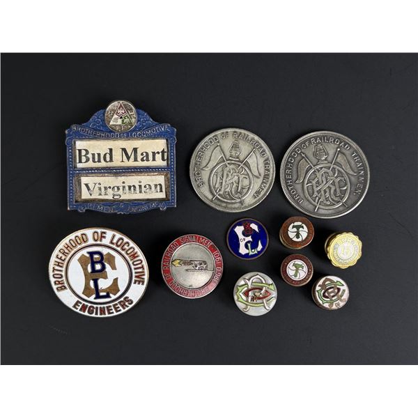 Group of Railroad Labor Union Tokens and Pins