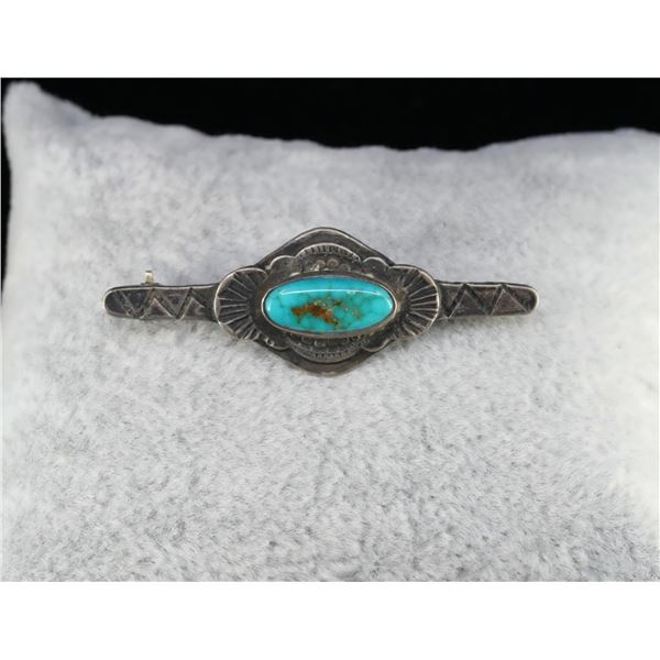 Old Pawn Navajo Turquoise Sterling Brooch