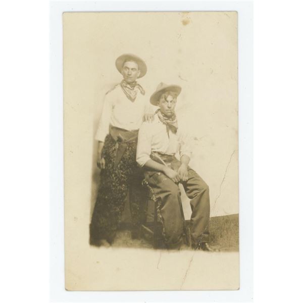 Armed Cowboys Wooly Chaps RPPC Postcard