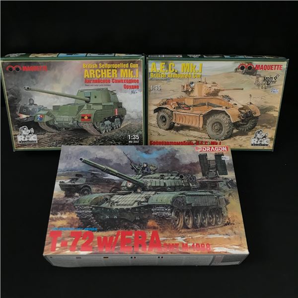 LOT OF 3 MILTARY TANK MODEL KITS IN ORIGINAL PACKAGING
