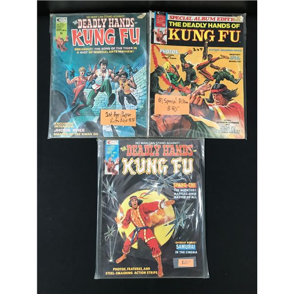 LOT OF 3 DEADLY HANDS OF KUNG FU COMICS - CHARLTON COMICS