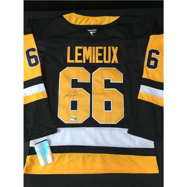 MARIO LEMIEUX SIGNED PITTSBURGH PENGUINS CUSTOM JERSEY - ELITE SPORTS COA