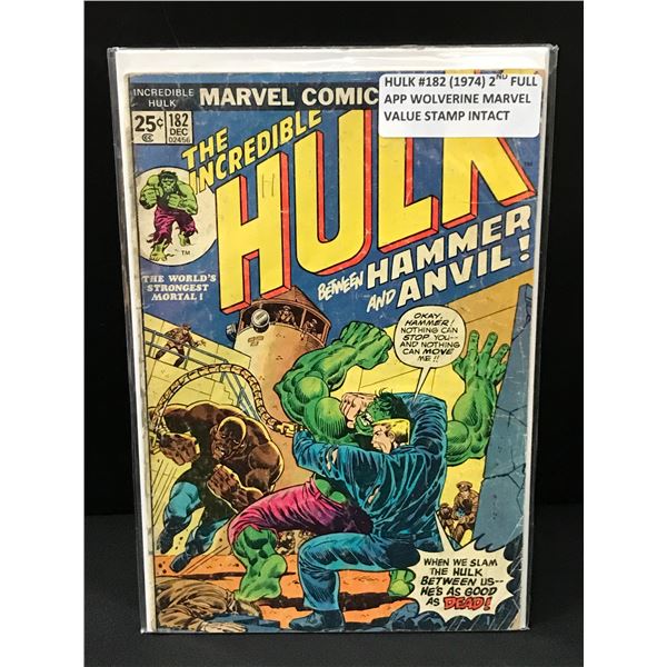 THE INCREDIBLE HULK NO.182 (2ND APPEARANCE WOLVERINE) VALUE STAMP INTACT - MARVEL COMICS