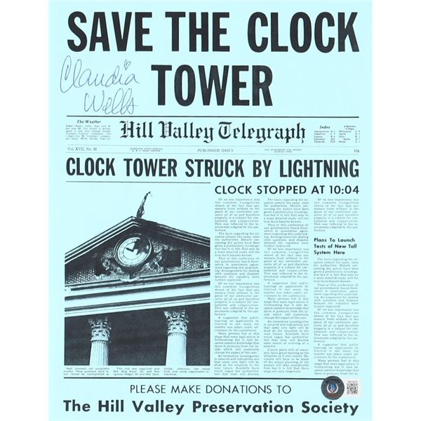 CLAUDIA WELLS SIGNED BACK TO THE FUTURE SAVE THE CLOCK TOWER 8X10 - BECKETT COA