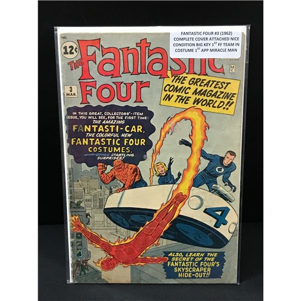 THE FANTASTIC FOUR #3 (1962) 1ST FF TEAM IN COSTUME 1ST MIRACLE MAN - MARVEL COMICS