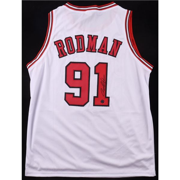 DENNIS RODMAN SIGNED CHICAGO BULLS CUSTOM JERSEY - AUTHENTIC INK COA
