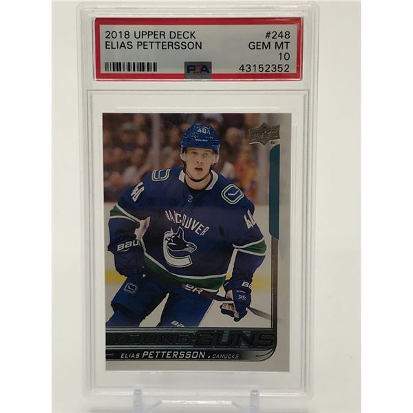 2018 UPPER DECK NO.248 ELIAS PETTERSSON YOUNG GUNS ROOKIE CARD GRADED 10