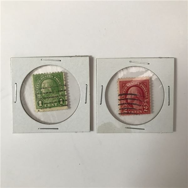 Very Rare Benjamin Franklin 1 cent Green stamp and George Washington Red Two Cents Look On Ebay