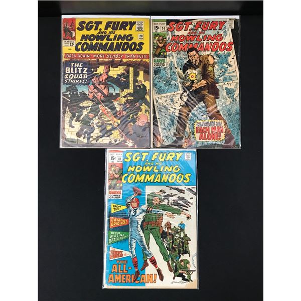 LOT OF 3 SGT. FURY AND THE HOWLING COMMANDOS COMICS - MARVEL COMICS
