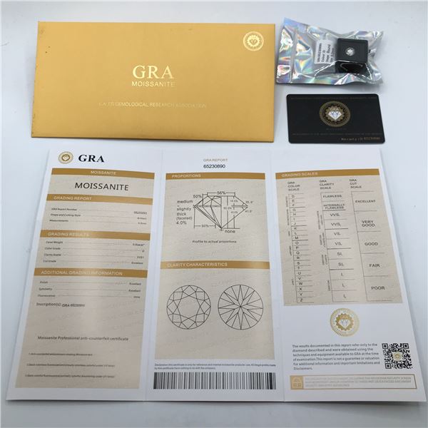 3CT MOISSANITE BRILLIANT D WITH GRA REPORT