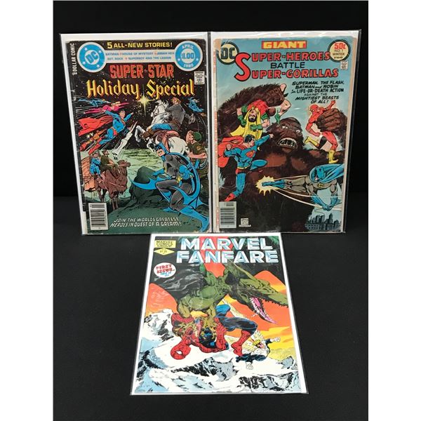 LOT OF 3 MIXED TITLE COMICS - MARVEL AND DC