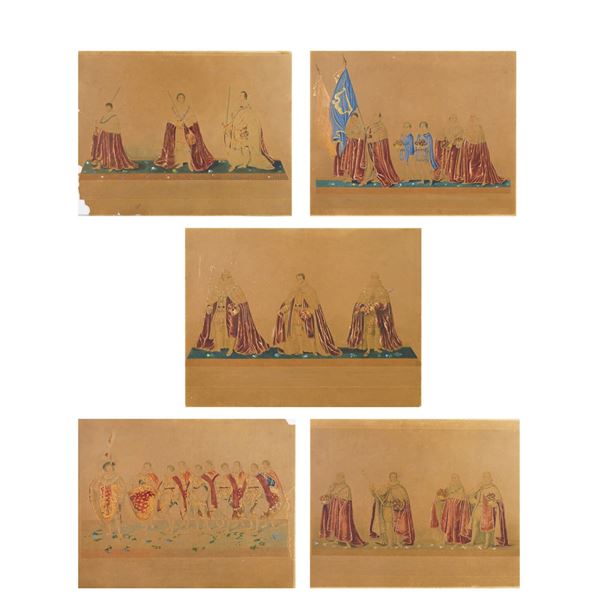 5pc 19th-Century Aquatint Engravings of the Coronation of George IV