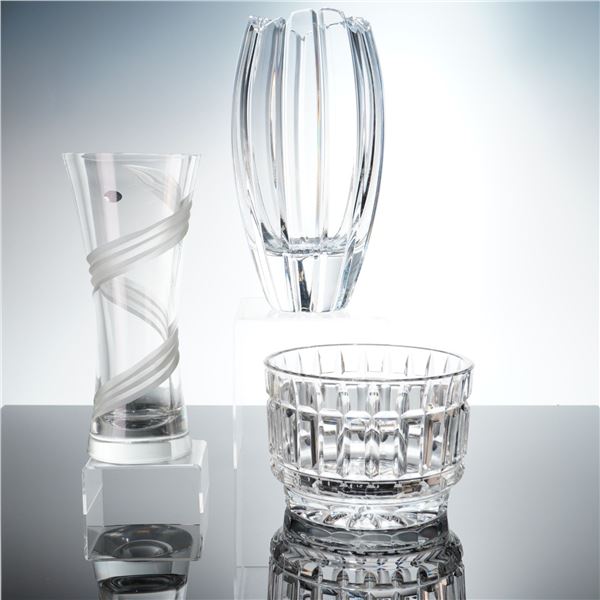 3pc Crystal Vases and Bowl