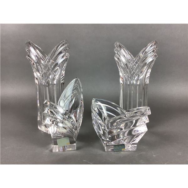 4pc Mikasa Art Deco Style Lead Crystal Decorative Items