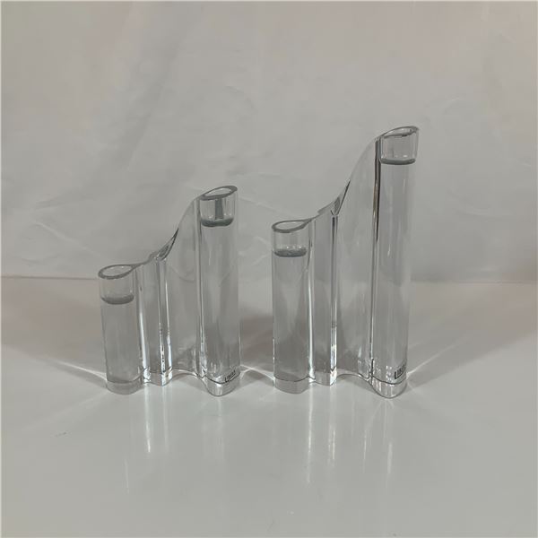 2pc Libera Czech Republic Art Crystal Candleholders