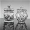 Image 1 : 2pc Cut Lead Crystal Condiment Jars with Lids