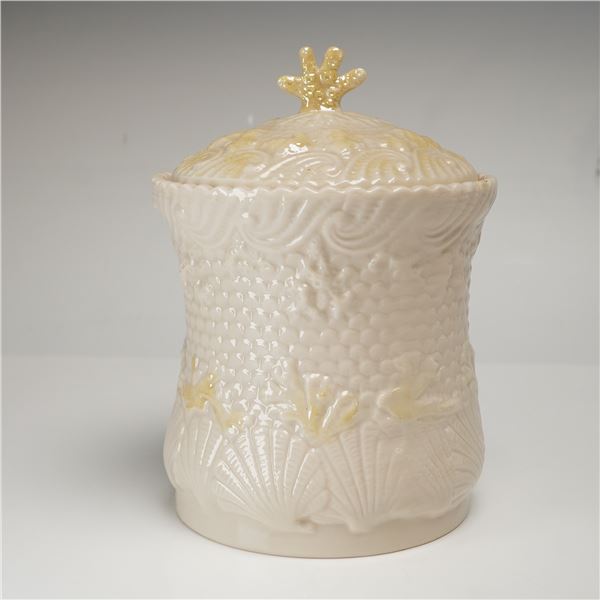 Belleek Neptune Pattern Lidded Biscuit Jar