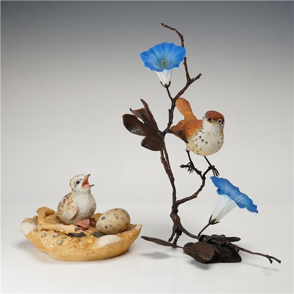 2pc Boehm Birds Figurines, Least Tern Nest and Bird with Morning Glory