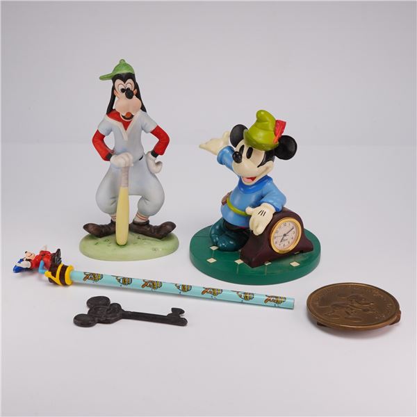 5pc Disney Character Collectibles Including a Tiffany NY Mickey Mouse Buckle