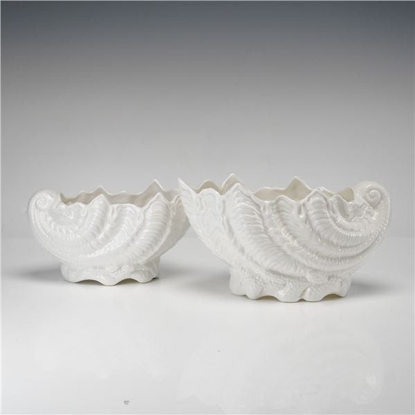 Two Piece Coalport White Bone China Shell Planters, Country Ware