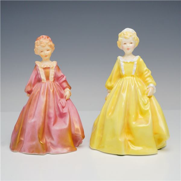 Pair of Royal Worcester Grandmother's Dress Porcelain Figurines