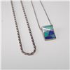 Image 2 : 2pc Sterling Silver Necklaces Including Inlay Pendant & Rope Chain