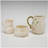 Image 2 : Three Piece Belleek Parian Porcelain Tableware in Shamrock and Ribbon Patterns