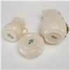 Image 3 : Three Piece Belleek Parian Porcelain Tableware in Shamrock and Ribbon Patterns