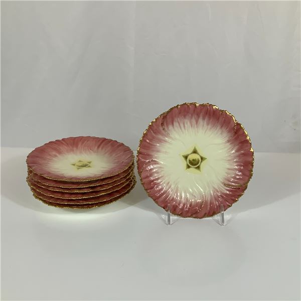 7pc Bailey Banks and Biddle Austrian Porcelain Floral Plates